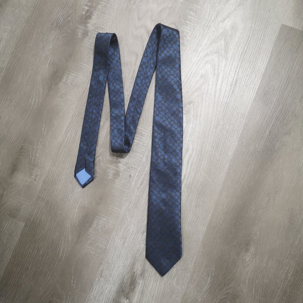 Tino Cosma Men's Made in Italy Blue & Black Pattern 100% Silk Necktie